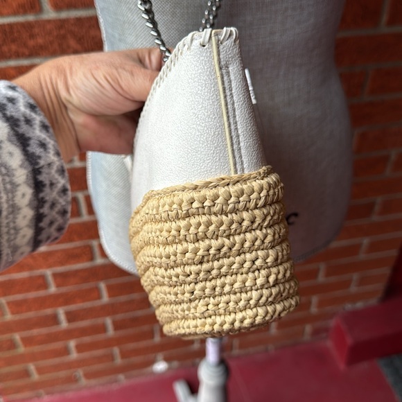 Stella McCartney falabella small shoulder bag crossbody half moon raffia chalk - Picture 13 of 14